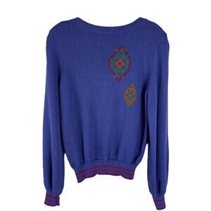 Vintage purple pink 80s 90s retro preppy diamond sweater large